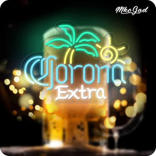 Miniatura 2 de Letrero de neón de Palm Tree Coron Beer para decoración de pared, bar, luces LED de cerveza extra, para hombre, cueva, pub, tienda, fiesta, club