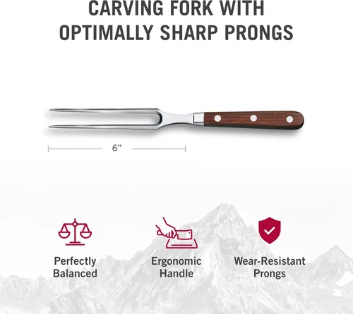 Miniatura 4 de Victorinox Grand Maitre - Tenedor para tallar carne de acero inoxidable con mango ergonómico, mango de madera, 6 pulgadas Rosewood