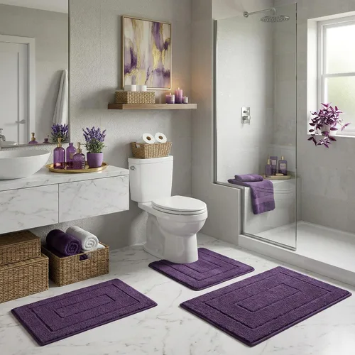 Miniatura 17 de GRANNY SAYS Juego de 2 alfombras de baño suaves para baño, alfombras de baño antideslizantes y lavables, alfombras de baño absorbentes para bañera