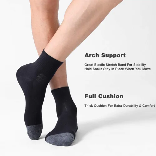 Miniatura 5 de CS CELERSPORT Paquete de 6 calcetines de tobillo para hombre con cojín atlético para correr