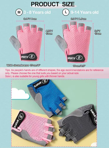 Miniatura 4 de Guantes de ciclismo antideslizantes para niños y niñas de 3 a 14 años, guantes transpirables para patinaje, scooter