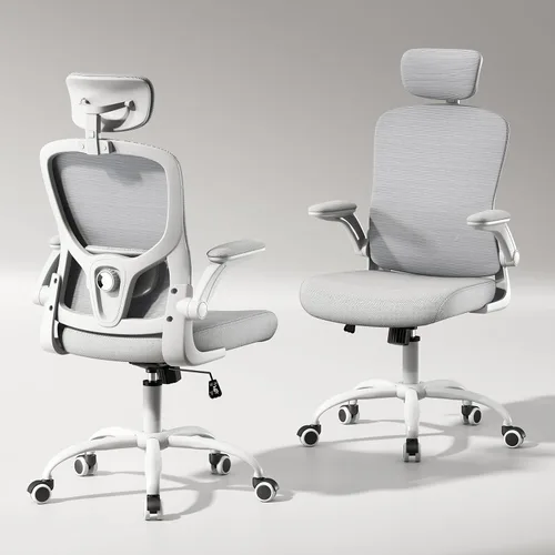 Silla ergonómica para oficina - silla de estudio, silla gaming de 300 libras, silla de malla cómoda con respaldo alto, reposacabezas, soporte Grey01