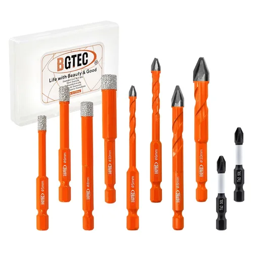 Miniatura 12 de BGTEC Juego de brocas de diamante 6 piezas - 5 mm*2+6 mm*2+8 mm con punta de destornillador PH2 para azulejos de porcelana, mármol, granito