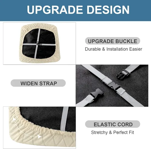 Miniatura 4 de Genina Fundas de asiento impermeables para sillas de comedor, fundas elásticas extraíbles y lavables, fundas de cojín para sillas de comedor