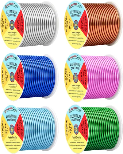 Miniatura 283 de Mandala Crafts - Alambre de aluminio anodizado de 8 calibre para hacer joyas - 9.75 m de alambre flexible negro colorido - Flexible para bonsái