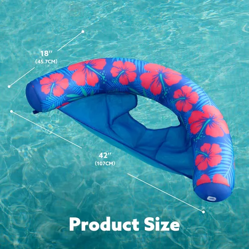 Miniatura 7 de Sloosh Flotadores de piscina para adultos, paquete de 2 sillas inflables de fideos con eslinga de tela suave, flotador flotante para piscina