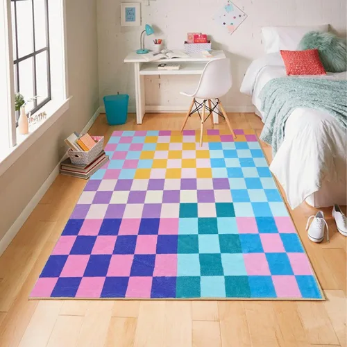 Miniatura 28 de Alfombra a cuadros de 2 x 3 pies, alfombra negra y blanca moderna para entrada interior, alfombra pequeña lavable a cuadros para baño, alfombra