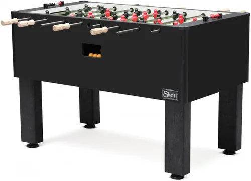 Pro Foos II Deluxe: mesa de futbolín de tamaño reglamentario para adultos, varillas de acero inoxidable y asas de madera (fabricado en los Estados