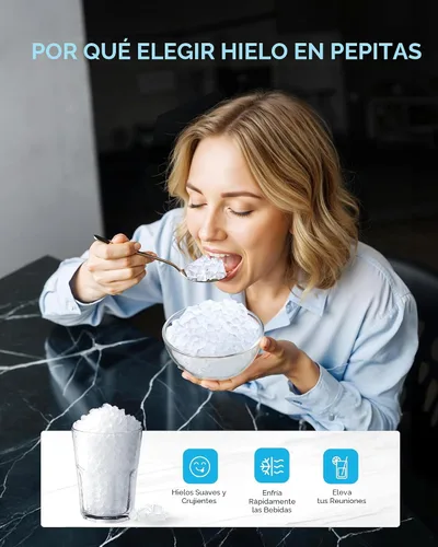 Miniatura 2 de EUHOMY Máquina inteligente para hacer hielo con pepitas para encimera, máquina de hielo de guijarros con control de aplicación/Alexa, 40 libras/24