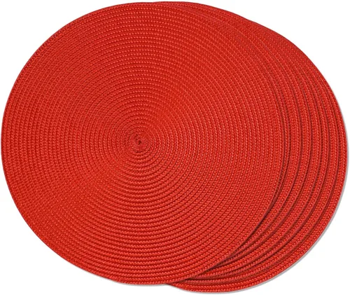 Miniatura 58 de FunWheat Juego de 6 manteles individuales redondos trenzados para mesas de comedor, tejidos, lavables, antideslizantes, de 15 pulgadas