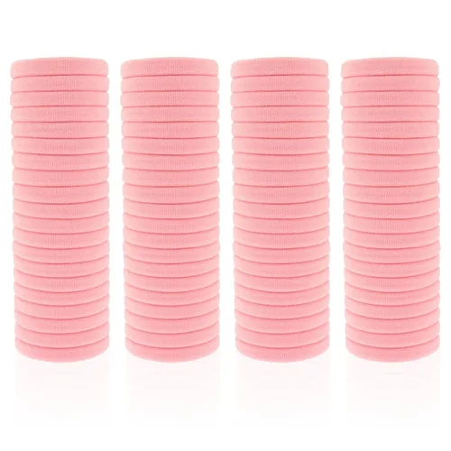 Miniatura 22 de Paquete de 100 ligas para el cabello sin costuras para mujeres y niñas, soportes para cola de caballo para cabello grueso (blanco)