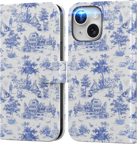 Miniatura 110 de DEENAKIN Funda tipo cartera para iPhone 15 con tarjetero + clip para efectivo, bloqueo RFID, protección contra caídas de grado militar y obras