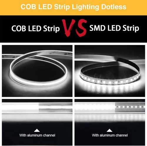 Miniatura 3 de LLTOP Tira de luces LED COB Impermeable IP67 DC24v Luz blanca del día 6000K 5m/16.4 pies Alto CRI 92Ra+ Tira de luces LED para exteriores Cortada