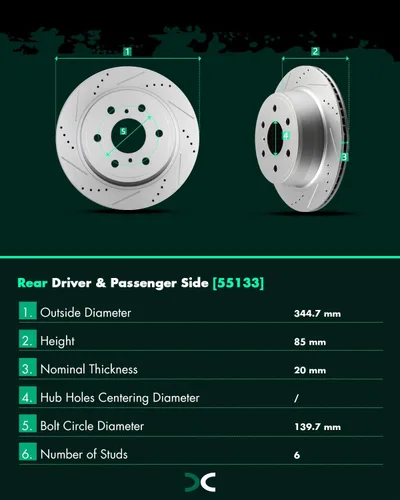 Miniatura 6 de SCITOO Rotores de disco ventilados traseros de 13.57 pulgadas (13.571 in) + pastillas de freno de cerámica para Cadillac Escalade ESV/EXT