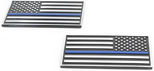 Miniatura 5 de 2 emblemas de bandera de metal 3D de Estados Unidos para automóviles y camiones (negro y cromado)