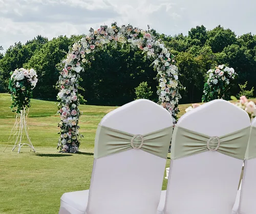 Miniatura 2 de Paquete de 50 bandas para sillas color verde salvia, bandas elásticas para sillas deslizantes, lazos para bodas, fiestas, baby shower, eventos