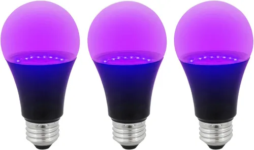 Sunlite Foco UV LED A19 de luz negra, 7 W (equivalente a 60 W), base E26 media, no regulable, longitud de onda de 390-405 nm, ideal para decoración