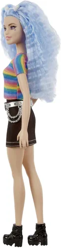 Miniatura 5 de Barbie Fashionistas - Muñeca #146 con 2 trenzas trenzadas y prótesis de pierna con vestido estampado de estrellas, zapatos blancos y pulsera