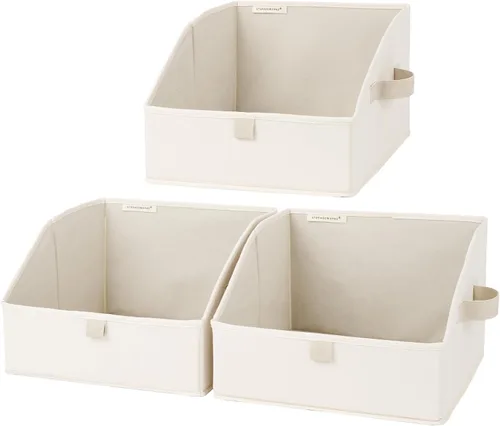 Miniatura 16 de StorageWorks - Contenedores de almacenamiento para armario, caja organizadora trapezoidal para estantes, contenedor de tela para ropa, cestas Marrón
