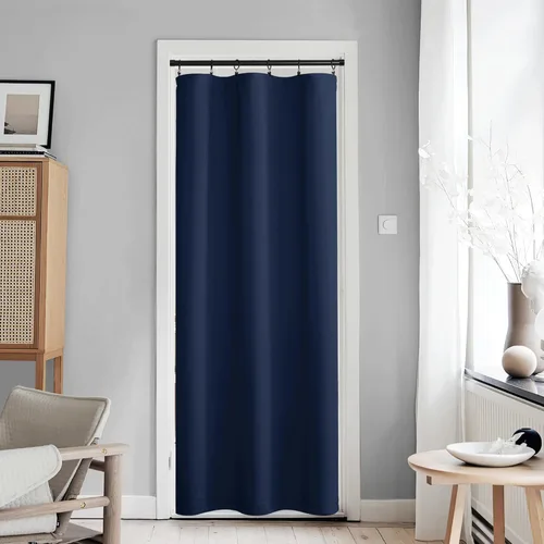 Miniatura 18 de NICETOWN Cortinas opacas unicolor con aislamiento térmico para puerta francesa, granja, oscurecimiento de habitación, puertas y ventanas de Marrón