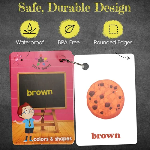 Miniatura 6 de Star Right Juego de 4 tarjetas flash – Números, alfabetos, primeras palabras, colores y formas – Paquete económico de tarjetas flash con anillos