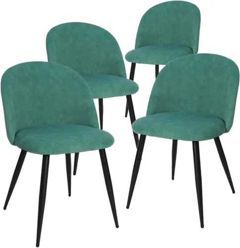 Miniatura 8 de CangLong Mid Century - Juego de 2 sillas tapizadas de terciopelo para cocina, modernas, color verde, 1