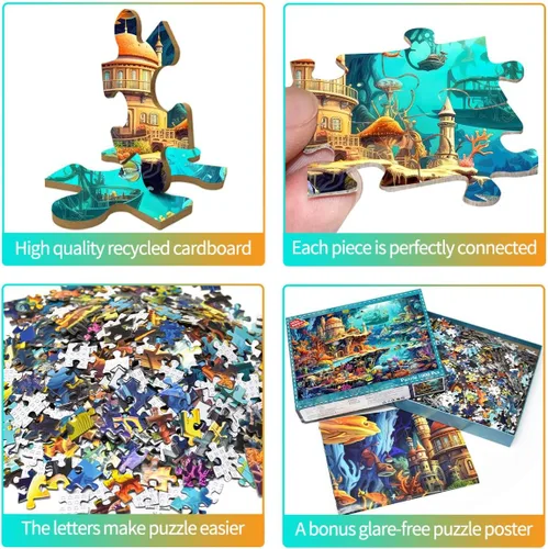 Miniatura 3 de HUADADA Rompecabezas de 1000 piezas para adultos, cuento de hadas submarino caprichoso, rompecabezas para adultos y niños, juegos educativos de 1000