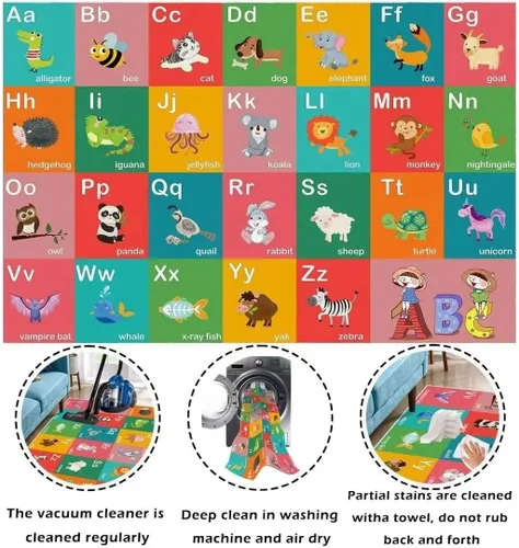 Miniatura 5 de ABC - Alfombra educativa del alfabeto, alfombra de juegos divertidos para niños, sala de juegos, aula, antideslizante, lavable, alfombra de suelo