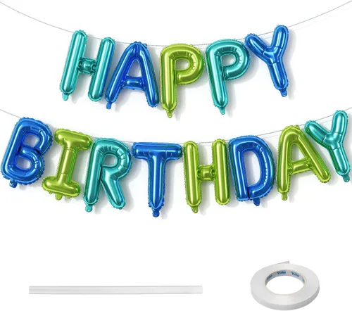 Miniatura 11 de Cartel plateado de feliz cumpleaños – Globos de letras de papel de aluminio de Mylar de 16 pulgadas con cinta, globos autoinflables para mujeres