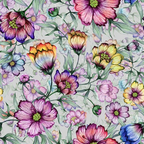 ReWallpaper Papel tapiz de color morado oscuro, papel de contacto con estampado floral verde vintage, autoadhesivo, extraíble, impermeable, 17.5