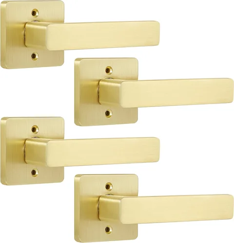Miniatura 17 de Leydebong - Paquete de 4 picaportes resistentes para entrada con llave, manija dorada, llaves iguales/combo con llave, reversible para la izquierda