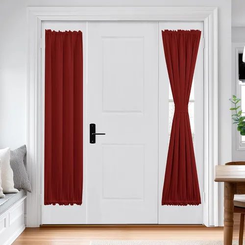 Miniatura 132 de Cortina térmica para puerta con bolsillo para barra, opacas, tratamiento de ventanas con ojales y ojales Deconovo 1 panel