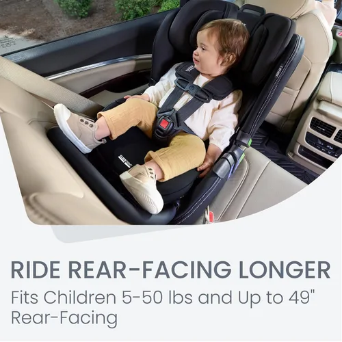 Miniatura 10 de Britax Poplar S Asiento convertible para automóvil, asiento de automóvil 2 en 1 con diseño delgado de 17 pulgadas, tecnología ClickTight, ónix Ónix