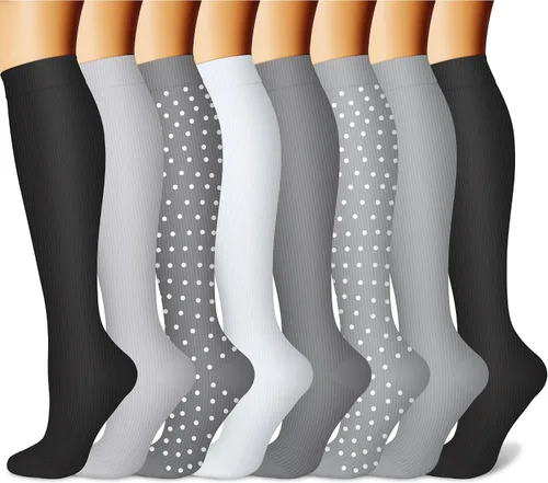 Miniatura 23 de CHARMKING Calcetines de compresión para mujeres y hombres para circulación (8 pares) 15-20 mmHg, mejor soporte para ciclismo atlético