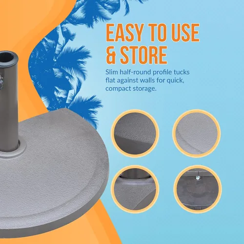 Miniatura 9 de Island Umbrella Base de resina semicircular para paraguas, color marrón, 20 libras