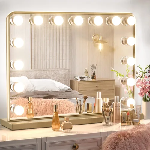 Miniatura 16 de Keonjinn Espejo de tocador Hollywood con luces y altavoz Bluetooth, 15 bombillas reemplazables, espejo de maquillaje con 2 bombillas de repuesto, 3