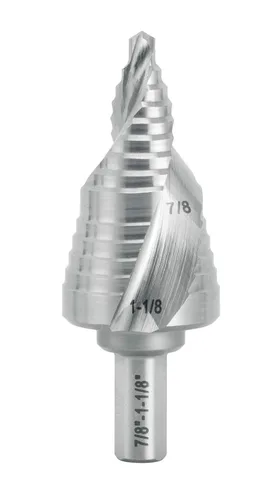Miniatura 10 de Broca escalonada industrial HSS 3/16" a 1" con vástago de 3/8", flauta espiral doble con tamaño de 14 pasos