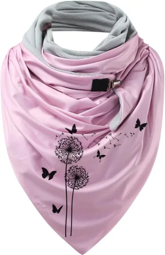 Miniatura 2 de Bufanda de cuello para mujer de algodón para otoño invierno triangular con estampado elegante a la moda con botón talla única