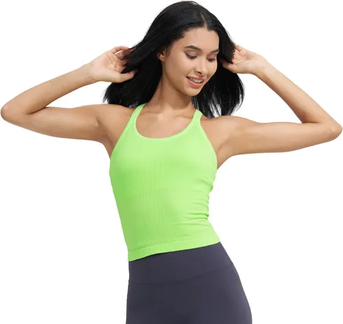 Miniatura 78 de sphinx cat - Camiseta corta de entrenamiento para mujer, camiseta sin mangas, acanalada, con espalda cruzada y brasier integrado