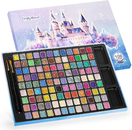Miniatura 8 de CraftyManor Mini Juego de Pintura de Acuarela Cambiante de Silvicultura, 40 Pinturas de Acuarela Cambiantes de Color, Pinturas de Acuarela Metálicas