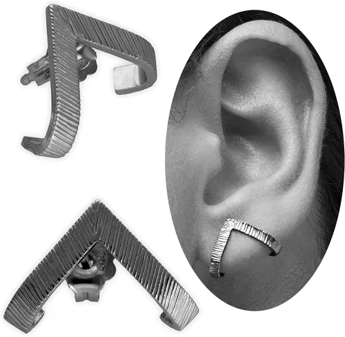 Miniatura 15 de Emmanuela - Aretes de aro texturizados en forma de V, plata de ley 925 chapada en oro, estilo minimalista, moderno, sexy, hipoalergénicos y sin