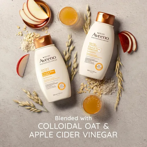 Miniatura 5 de Aveeno Acondicionador aclarante de vinagre de sidra de manzana, mejora el brillo, nutritivo, para cabello opaco, 12 onzas líquidas