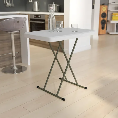 Miniatura 5 de Flash Furniture Elon - Mesa plegable de color blanco granito, altura ajustable, 30 pulgadas, bandeja de TV, mesa para portátil de grado comercial