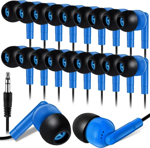 Miniatura 14 de Kanayu Paquete de 100 auriculares con cable a granel para aulas, auriculares básicos para estudiantes, sin micrófono, con conector de 0.138 in