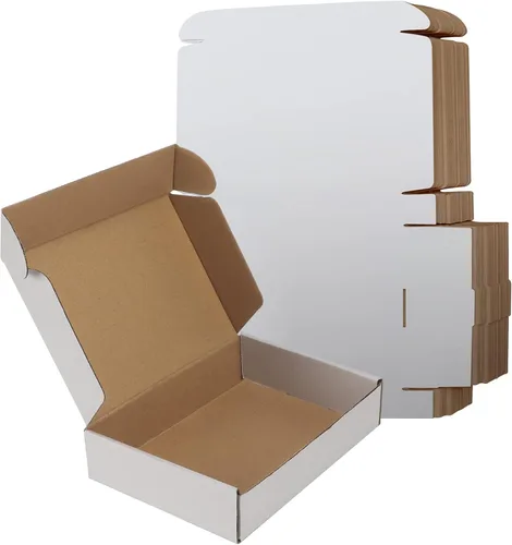 Miniatura 17 de RLAVBL Juego de 25 cajas de envío de 10 x 8 x 3, caja de cartón corrugado blanca para embalaje, correo, negocios Blanco