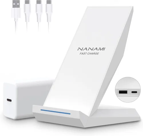 Miniatura 8 de Soporte de carga inalámbrico rápido, equipado con adaptador PD de 30 W, cargador de alta velocidad certificado Qi con puerto USB-A adicional Negro