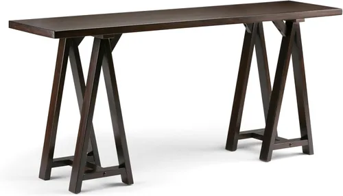 Miniatura 17 de Simpli Home - Sawhorse - Mesa de centro, color castaño oscuro., Pino, Distressed Grey