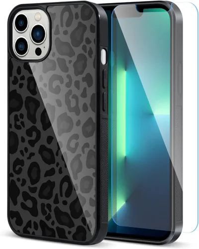 Miniatura 43 de TEAUGHT Compatible con iPhone 11 Funda con patrón lindo estampado de leopardo negro guepardo + protector de pantalla a prueba de golpes, funda