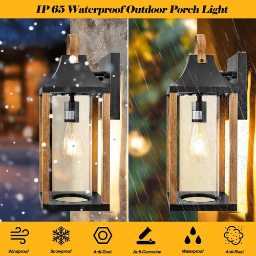 Miniatura 8 de Lámpara de Pared Grande para Exteriores 17" H Luminaria con Vidrio Transparente Cilíndrico Aplique de Pared Moderno para Patio Porche Patio, Base