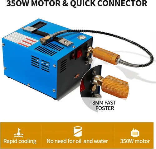Miniatura 3 de Compresor de aire PCP 4500Psi/30Mpa sin agua/aceite PCP bomba de aire, compresor automotriz de 12 V CC 110 V CA PCP pistola de aire con convertidor